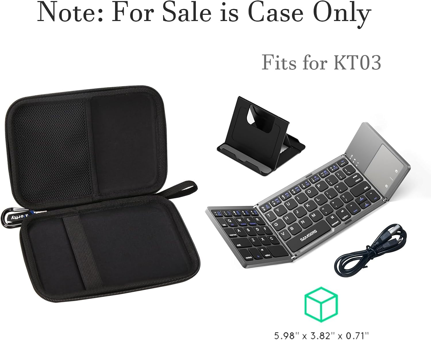 Hard Travel Carrying Case for Samsers Foldable Bluetooth Keyboard, Storage EVA Case Compatible with Samsers Touchpad Portable Wireless Keyboard KT03 (Case Only)