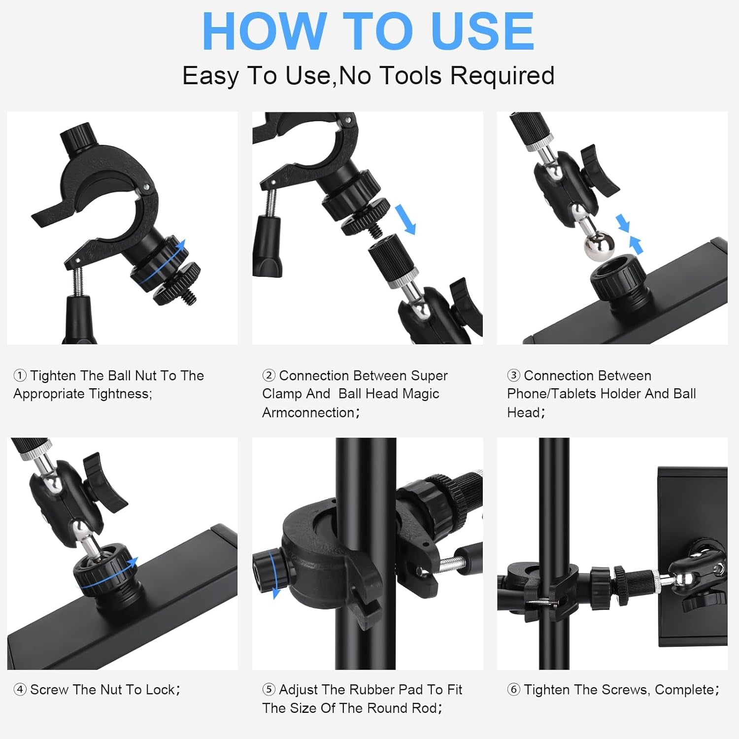 Adjustable Phone Holder for Mic Stand, Compatible with All Smartphones, Including Iphone, Samsung Galaxy, Google Pixel