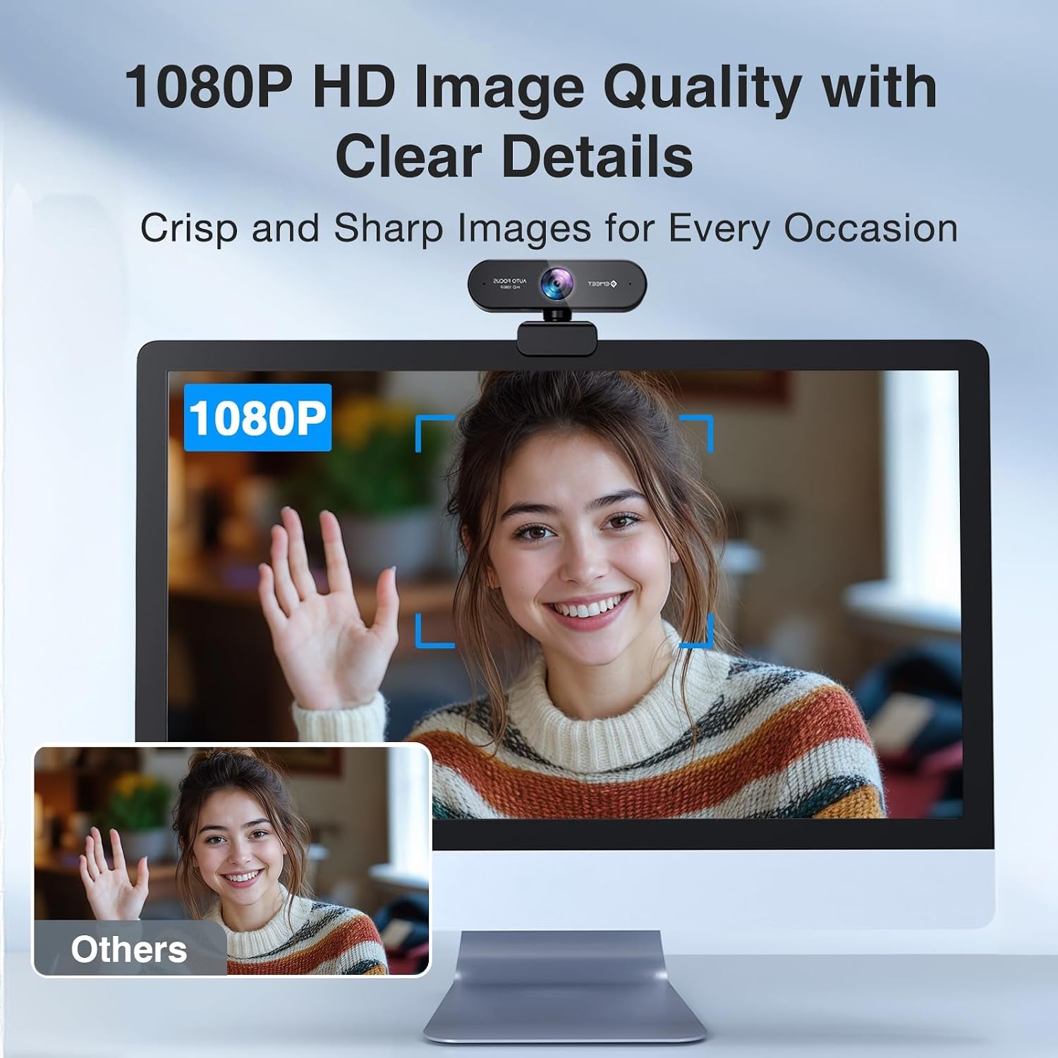 NOVA 1080P Webcam with Microphone, Auto Focus, 96°View Web Camera
