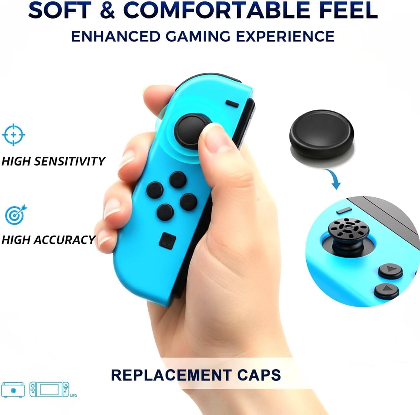 NS Joystick Controller Replacement Thumb Grip Cap Compatible with N-Switch OLED& NS Lite, JC Joystick Grip Button Stick Cover Controller 3D Skin Replacement Part Repair Kit Accessories