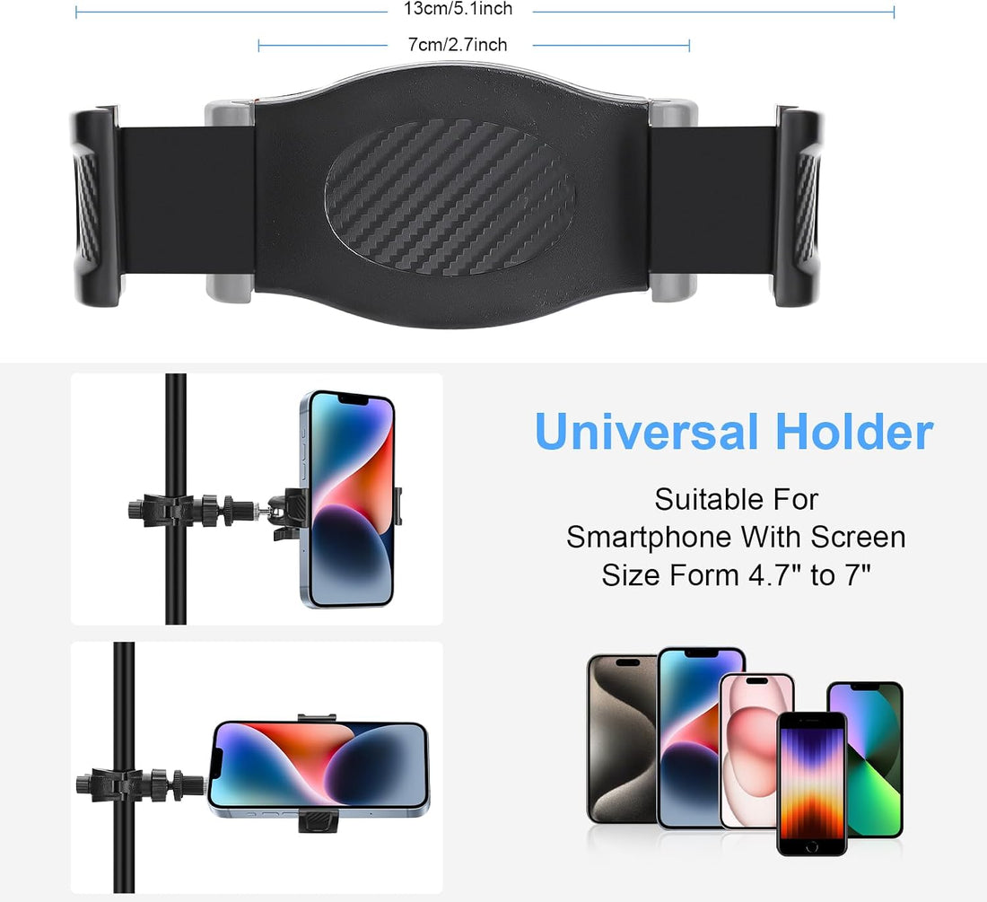 Adjustable Phone Holder for Mic Stand, Compatible with All Smartphones, Including Iphone, Samsung Galaxy, Google Pixel
