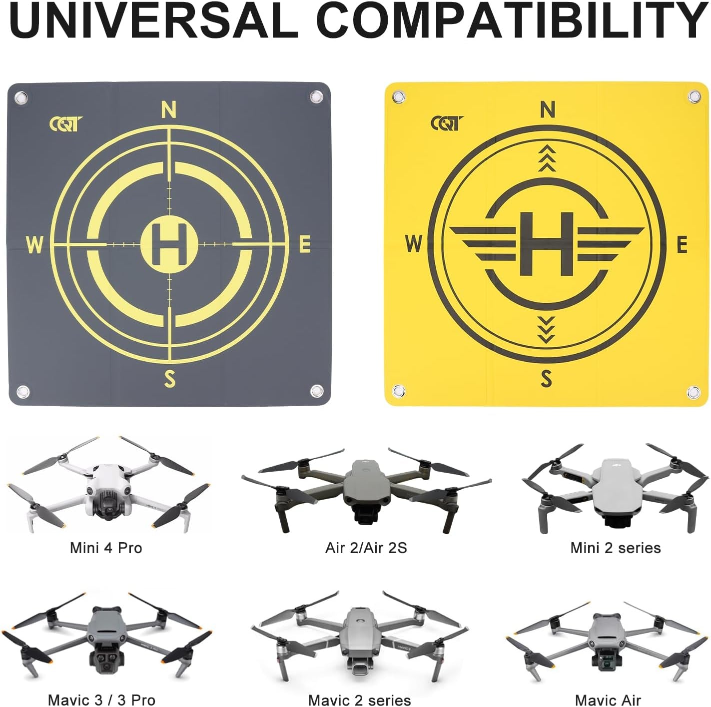 Drone Landing Pad Universal Waterproof Weighted Portable Fast-Foldable Helipad Launch for DJI Avata 360 Mavic 3 4 Pro/Mini 2 Se/Air 2 2S/Mini 3 4 5 Pro/Mavic 2/Holy Stone/Fpv/Avata 2/RC Quadcopters Accessories (55CM Yellow+Dark Gray)