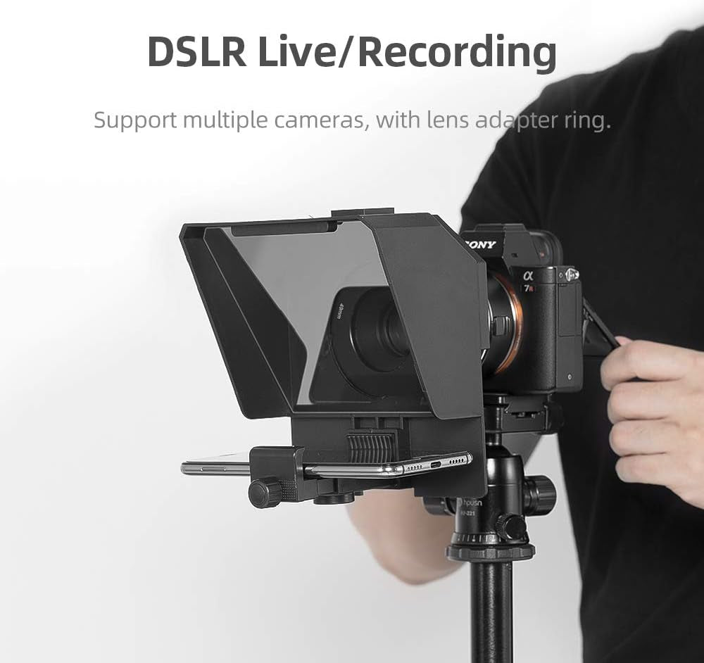 7.5'' Mini Teleprompter W/Desktop Tripod for Smartphone & DSLR