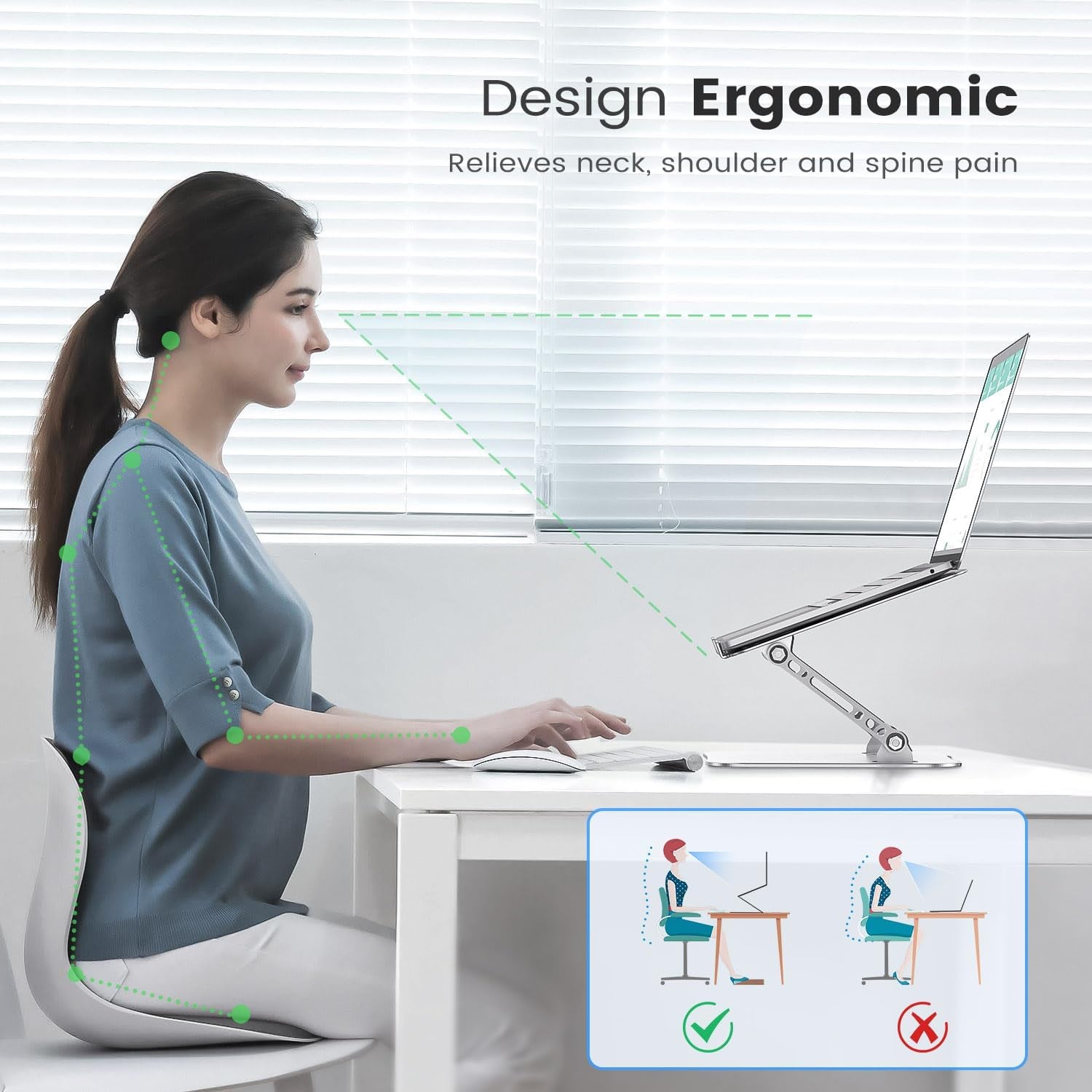 Adjustable Aluminum Laptop Stand for Desk, Laptop Riser for 11-16"