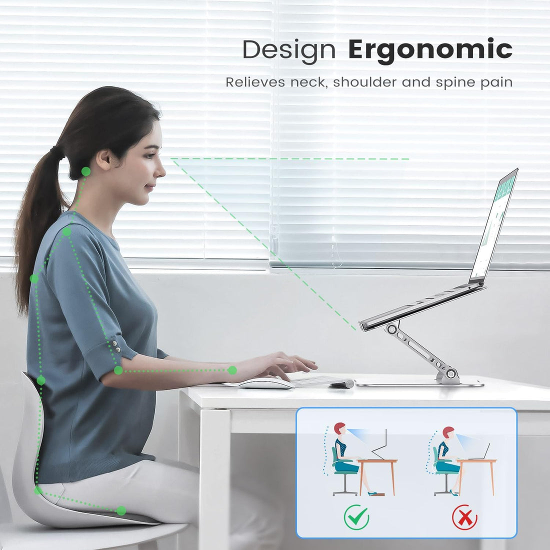 Adjustable Aluminum Laptop Stand for Desk, Laptop Riser for 11-16"