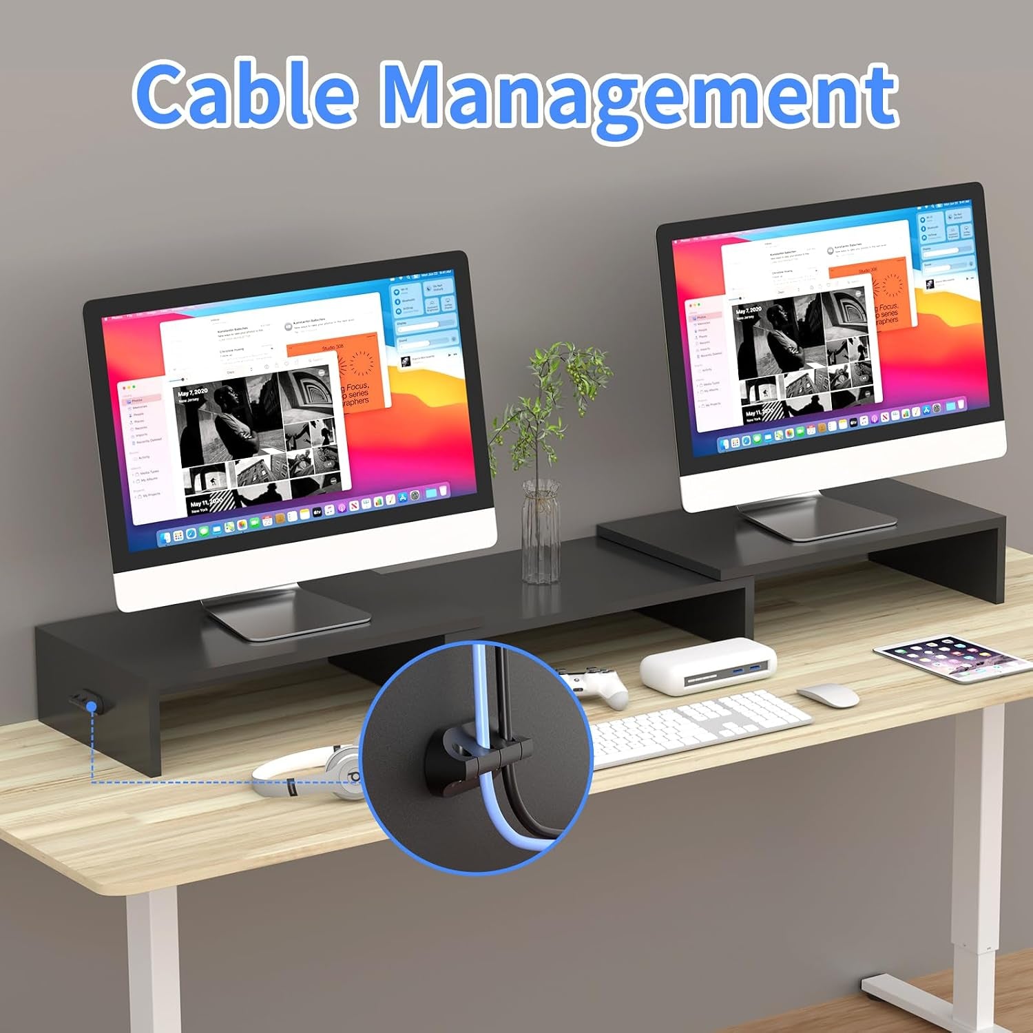 Monitor Stand Riser with Adjustable Length and Swivel Angles