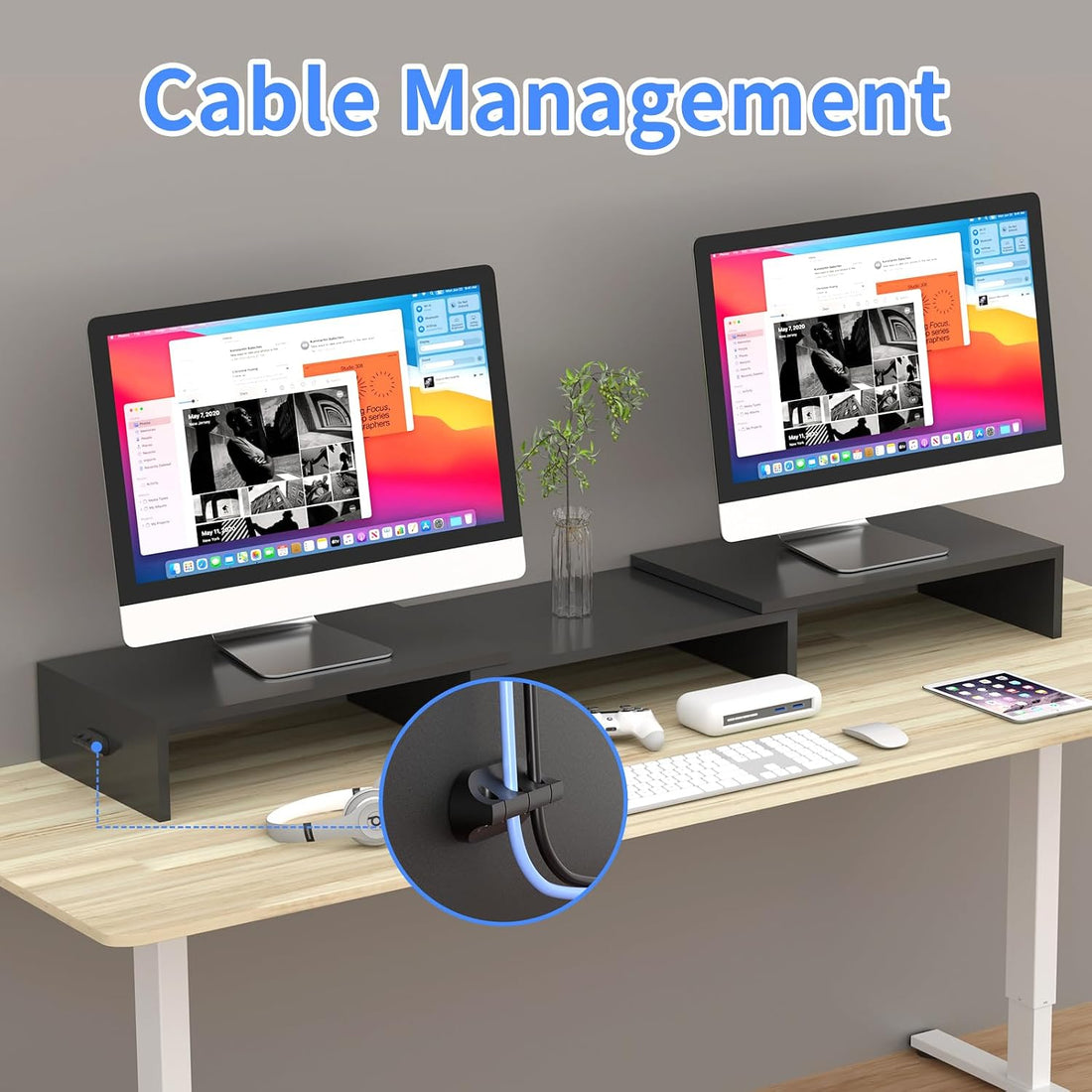 Monitor Stand Riser with Adjustable Length and Swivel Angles