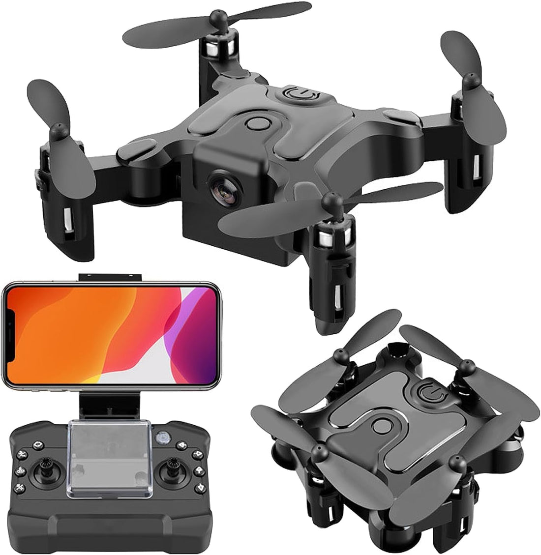 Mini Drone with 4K Camera & Six-Axis Stabilization Mini Shuttle Foldable FPV Drone | Small-Bodied Covert UAV One Key Take Off/Land, Headless Mode, Support 360° Roll