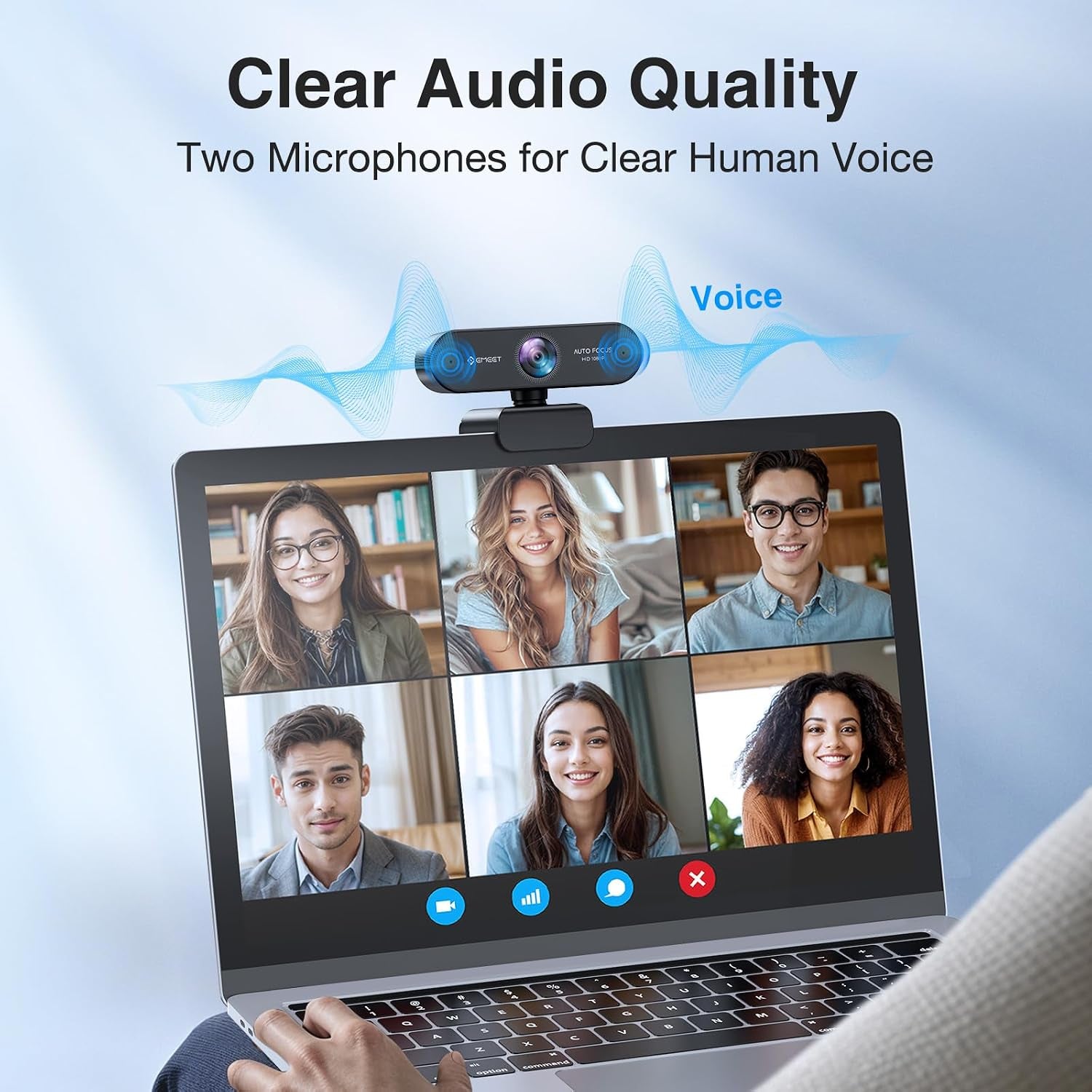 NOVA 1080P Webcam with Microphone, Auto Focus, 96°View Web Camera