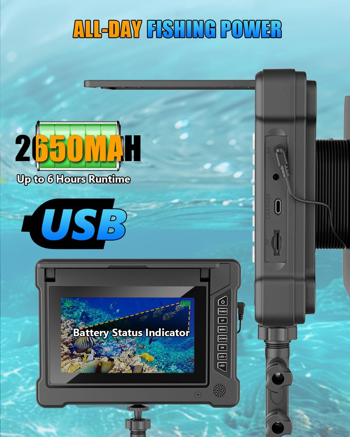 Underwater Fishing Camera 100Ft, 7'' IPS 1200TVL HD Ice Fishing Camera Underwater, Fish Finder Camera for Ice Lake Boat Fishing W/ 6 White & 6 IR Leds, IP68 Waterproof for Saltwater & Kayak