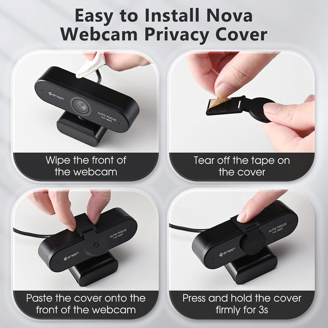 NOVA 1080P Webcam with Microphone, Auto Focus, 96°View Web Camera